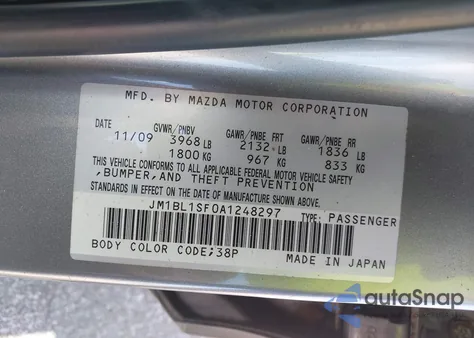 2010 Mazda Mazda3 I Sport из США, поврежденный, VIN JM1BL1SF0A1248297